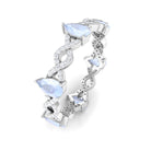 Pear Cut Moonstone and Diamond Crossover Eternity Ring Moonstone - ( AAA ) - Quality - Rosec Jewels