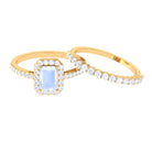 Certified Moonstone and Moissanite Stackable Ring Set Moonstone - ( AAA ) - Quality - Rosec Jewels