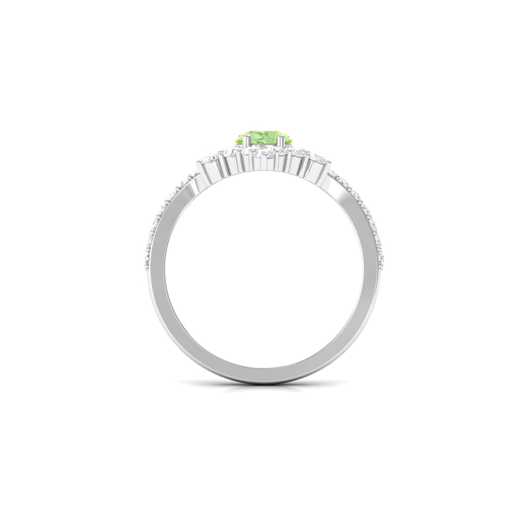 Round Green Sapphire Designer Engagement Ring with Diamond Green Sapphire - ( AAA ) - Quality - Rosec Jewels
