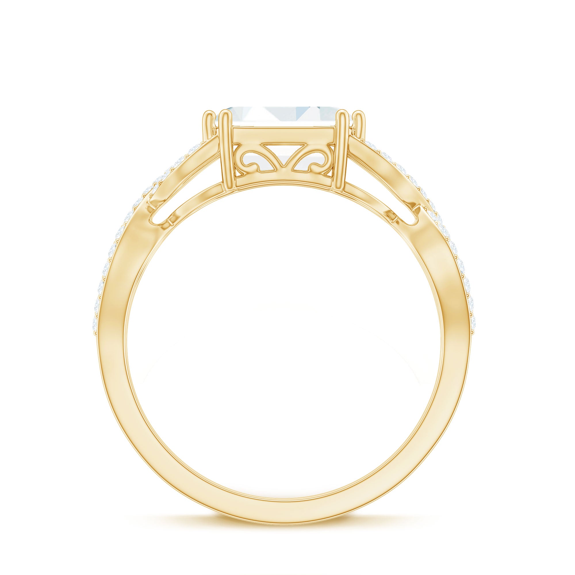 2.75 CT Octagon Cut Zircon East West Engagement Ring Zircon - ( AAAA ) - Quality - Rosec Jewels