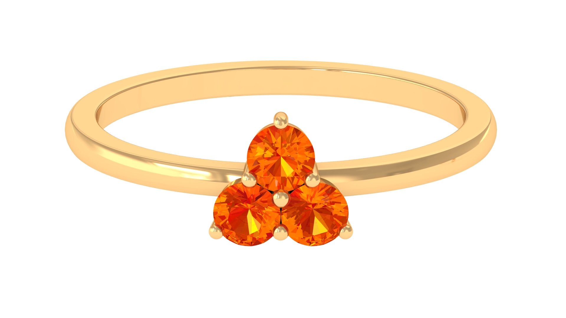 1/2 CT Round Orange Sapphire Three Stone Promise Ring Orange Sapphire - ( AAA ) - Quality - Rosec Jewels
