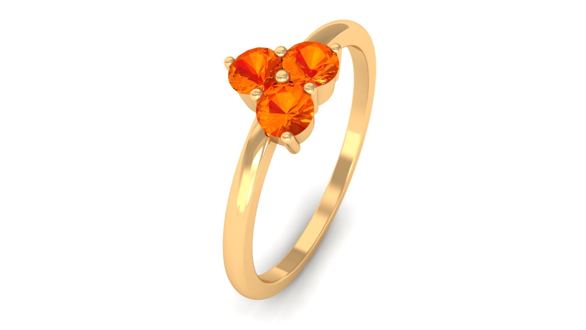 1/2 CT Round Orange Sapphire Three Stone Promise Ring Orange Sapphire - ( AAA ) - Quality - Rosec Jewels