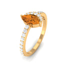 1.25 CT Marquise Cut Citrine Minimal Ring with Diamond Accent Citrine - ( AAA ) - Quality - Rosec Jewels
