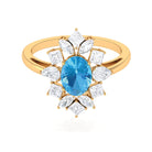 Oval Cut Swiss Blue Topaz Cocktail Ring with Moissanite Stones Swiss Blue Topaz - ( AAA ) - Quality - Rosec Jewels