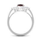 2.75 Carat Oval Garnet and Moissanite Cocktail Ring Garnet - ( AAA ) - Quality - Rosec Jewels