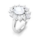 1.75 CT Oval Cut Moonstone and Moissanite Cocktail Ring Moonstone - ( AAA ) - Quality - Rosec Jewels