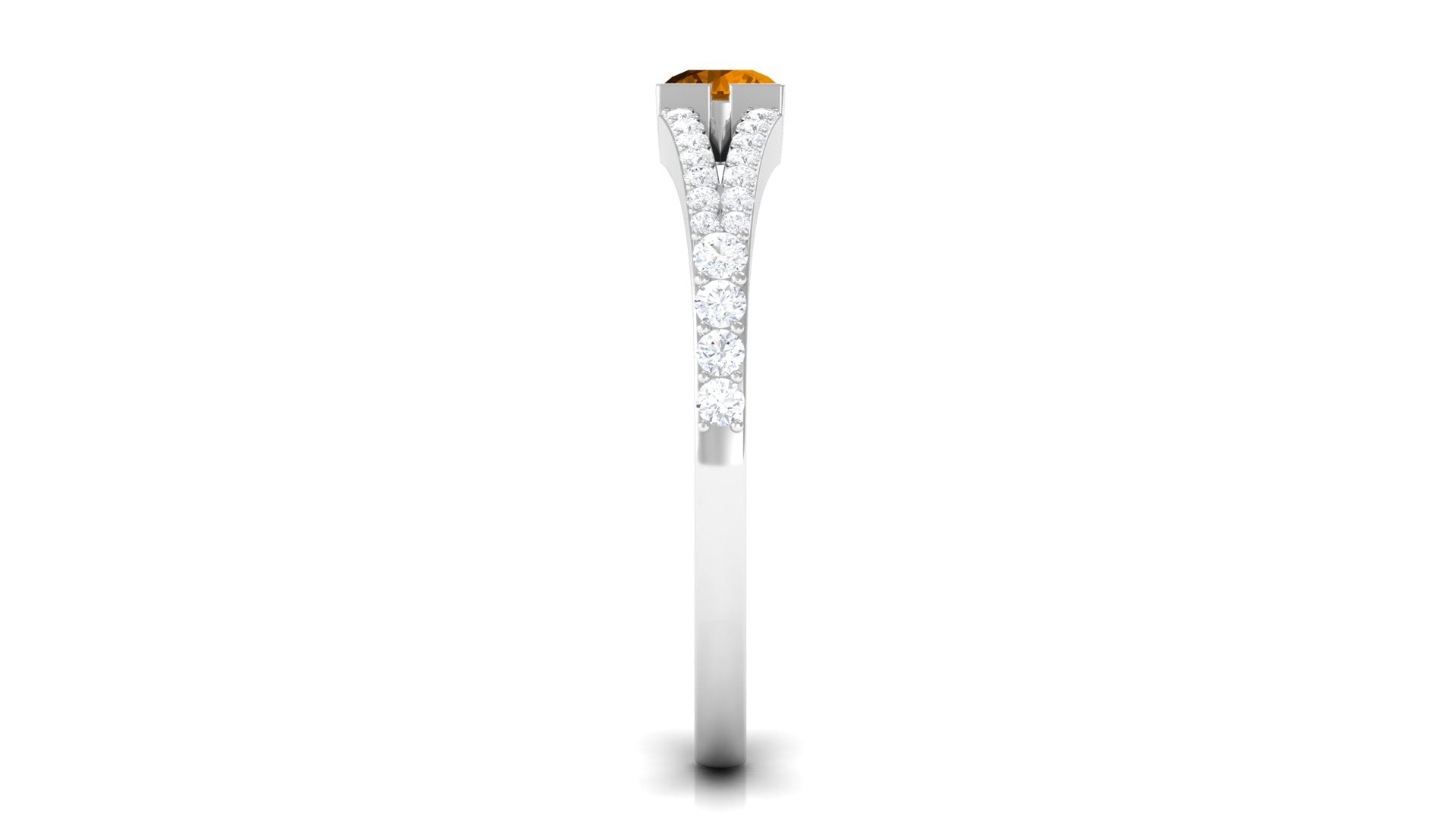 0.50 CT Split Shank Citrine Promise Ring with Diamond Accent Citrine - ( AAA ) - Quality - Rosec Jewels
