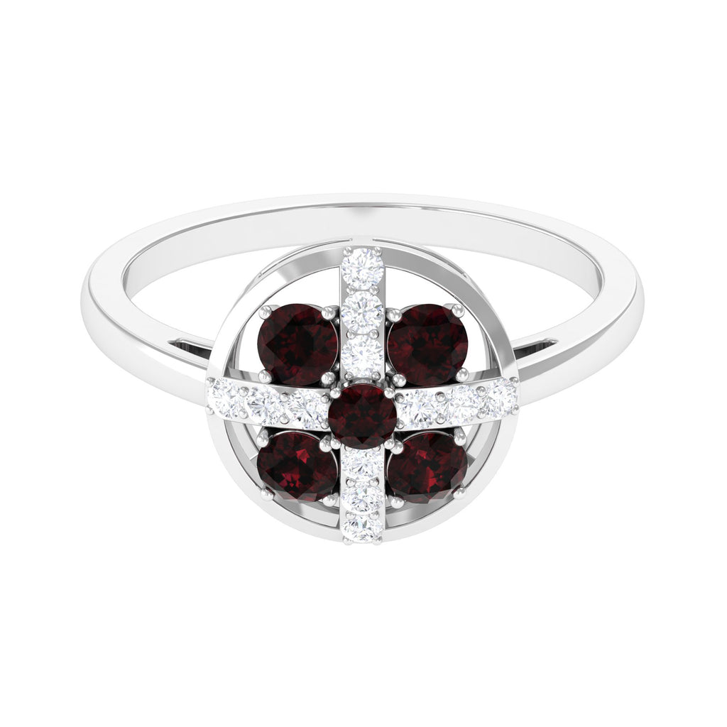 1 Carat Contemporary Garnet and Diamond Promise Ring Garnet - ( AAA ) - Quality - Rosec Jewels