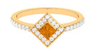 1 CT Princess Cut Citrine Geometric Ring with Diamond Accent Citrine - ( AAA ) - Quality - Rosec Jewels