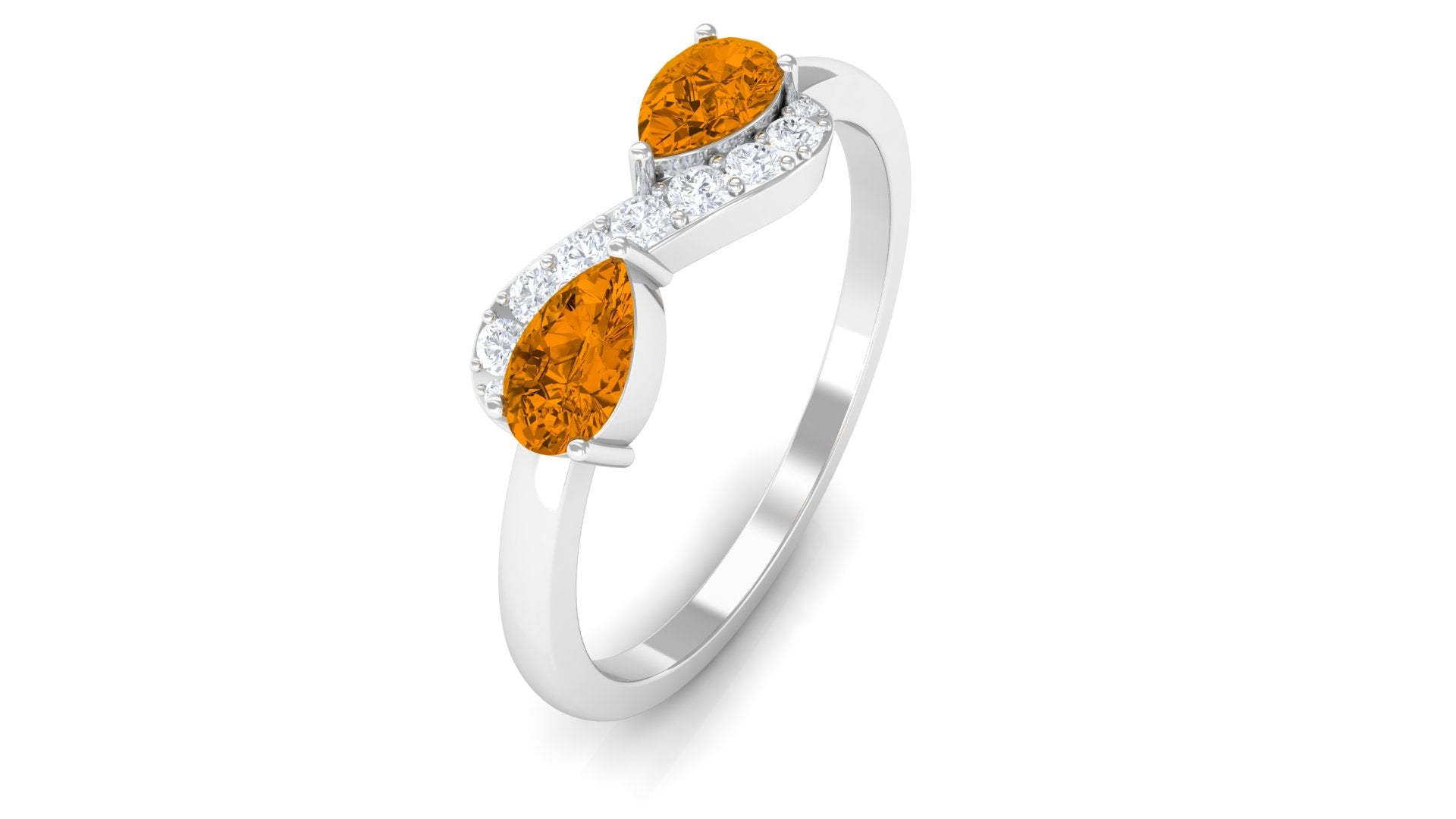0.50 CT Pear Cut Citrine Infinity Promise Ring with Diamond Citrine - ( AAA ) - Quality - Rosec Jewels