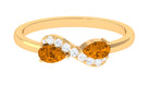 0.50 CT Pear Cut Citrine Infinity Promise Ring with Diamond Citrine - ( AAA ) - Quality - Rosec Jewels