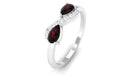Pear Garnet Infinity Promise Ring with Diamond Garnet - ( AAA ) - Quality - Rosec Jewels