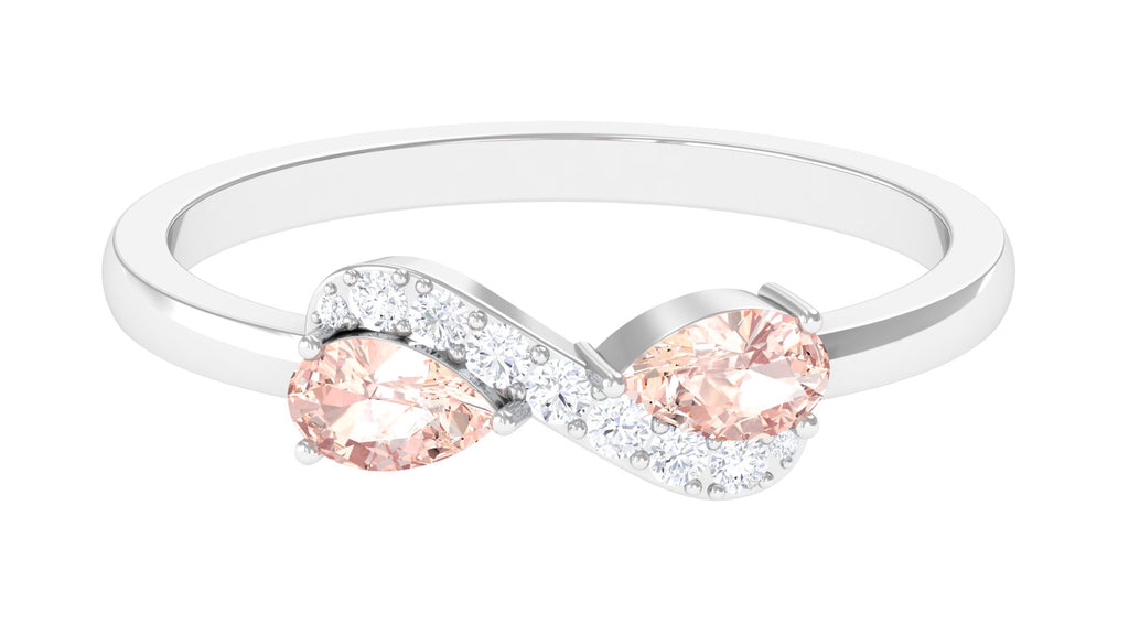 1/2 CT Pear Morganite Infinity Promise Ring with Diamond Morganite - ( AAA ) - Quality - Rosec Jewels