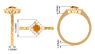 0.50 CT Round Shape Citrine Minimal Textured Ring with Diamond Citrine - ( AAA ) - Quality - Rosec Jewels