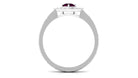 0.75 CT Natural Rhodolite Textured Ring with Diamond Stones Rhodolite - ( AAA ) - Quality - Rosec Jewels