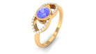 Bezel Set Tanzanite Solitaire Split Shank Ring with Diamond Tanzanite - ( AAA ) - Quality - Rosec Jewels