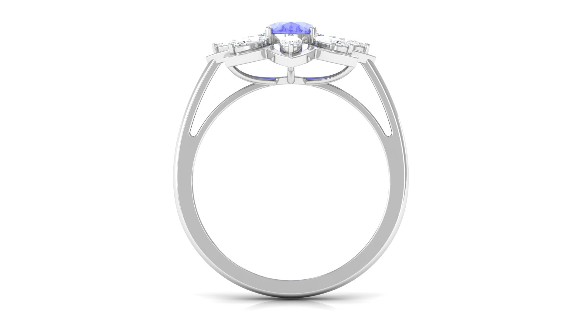 1.5 CT Oval Cut Tanzanite and Moissanite Flower Cocktail Ring Tanzanite - ( AAA ) - Quality - Rosec Jewels