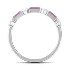 1.25 CT Natural Pink Tourmaline Semi Eternity Ring with Moissanite Pink Tourmaline - ( AAA ) - Quality - Rosec Jewels