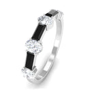 1 CT Black Spinel and Moissanite Ring in Half Eternity Black Spinel - ( AAA ) - Quality - Rosec Jewels