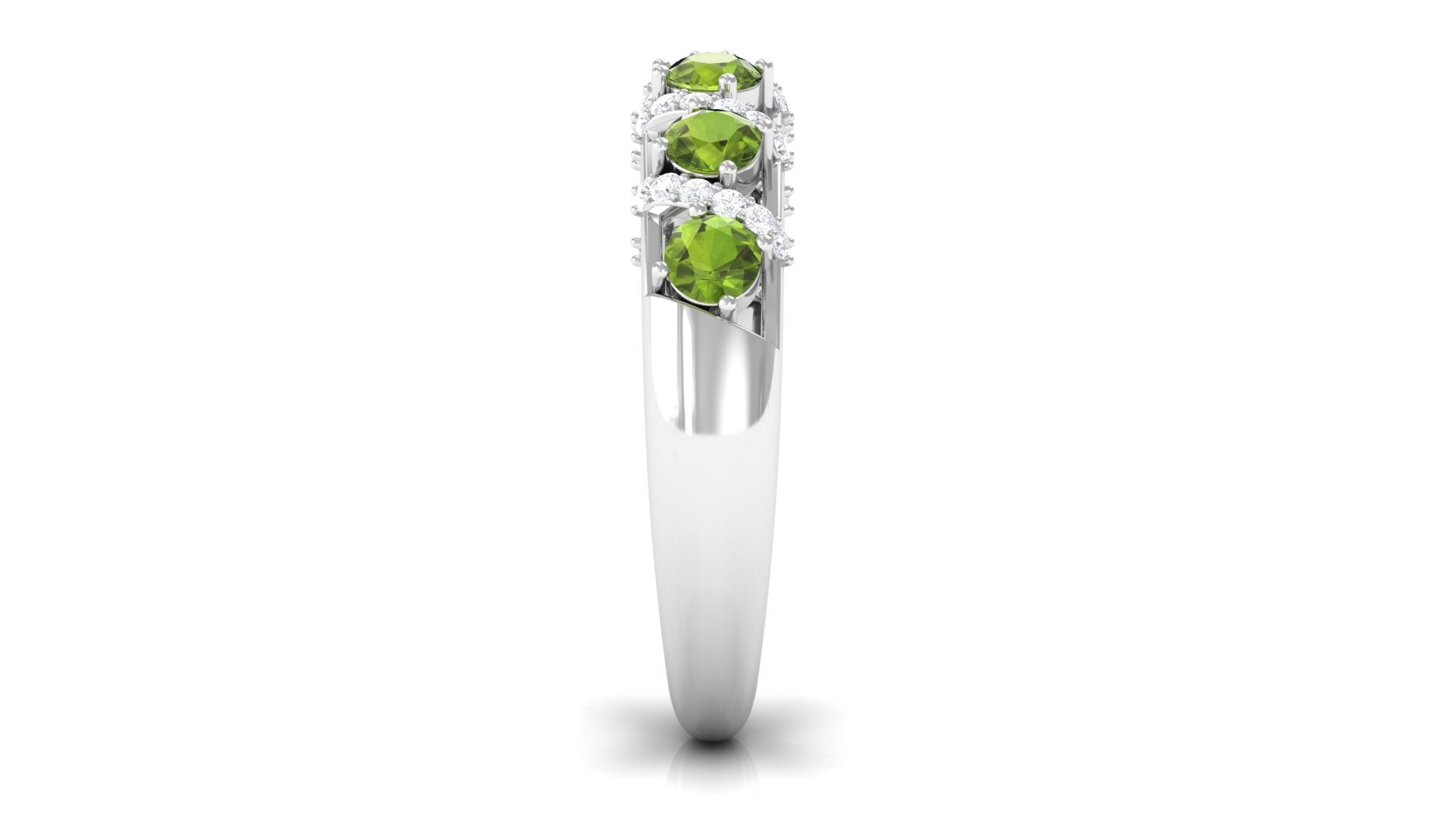 Designer Anniversary Ring with Peridot and Diamond Peridot - ( AAA ) - Quality - Rosec Jewels