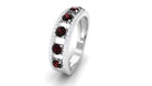 Garnet and Diamond Anniversary Ring Garnet - ( AAA ) - Quality - Rosec Jewels