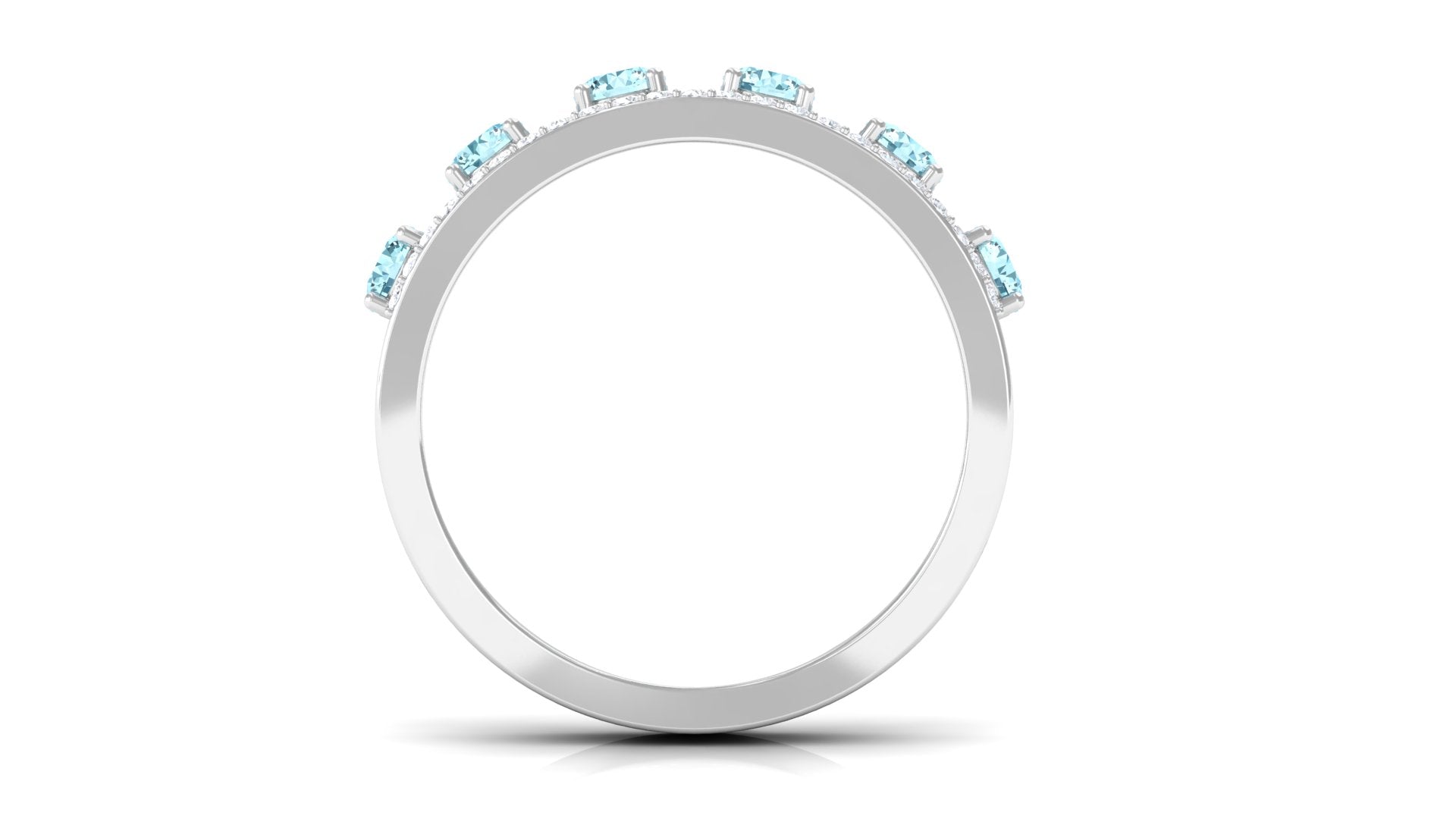 Natural Aquamarine and Diamond Anniversary Ring Aquamarine - ( AAA ) - Quality - Rosec Jewels