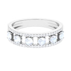 Real Moonstone and Diamond Anniversary Ring Moonstone - ( AAA ) - Quality - Rosec Jewels