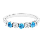 Semi Eternity Ring with Swiss Blue Topaz and Diamond Swiss Blue Topaz - ( AAA ) - Quality - Rosec Jewels
