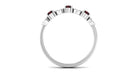 Garnet and Diamond Semi Eternity Ring Garnet - ( AAA ) - Quality - Rosec Jewels