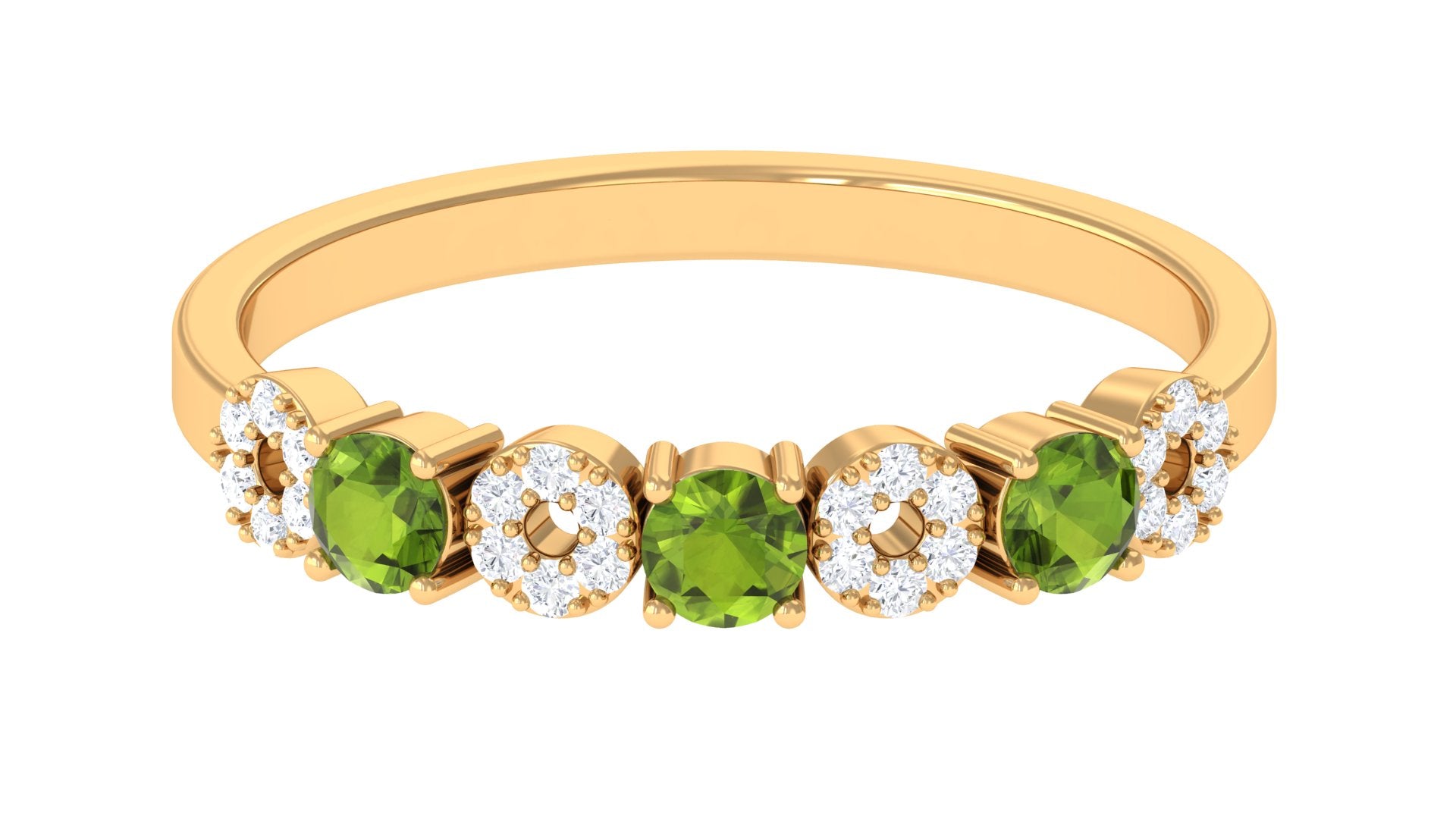Peridot and Diamond Semi Eternity Ring Peridot - ( AAA ) - Quality - Rosec Jewels