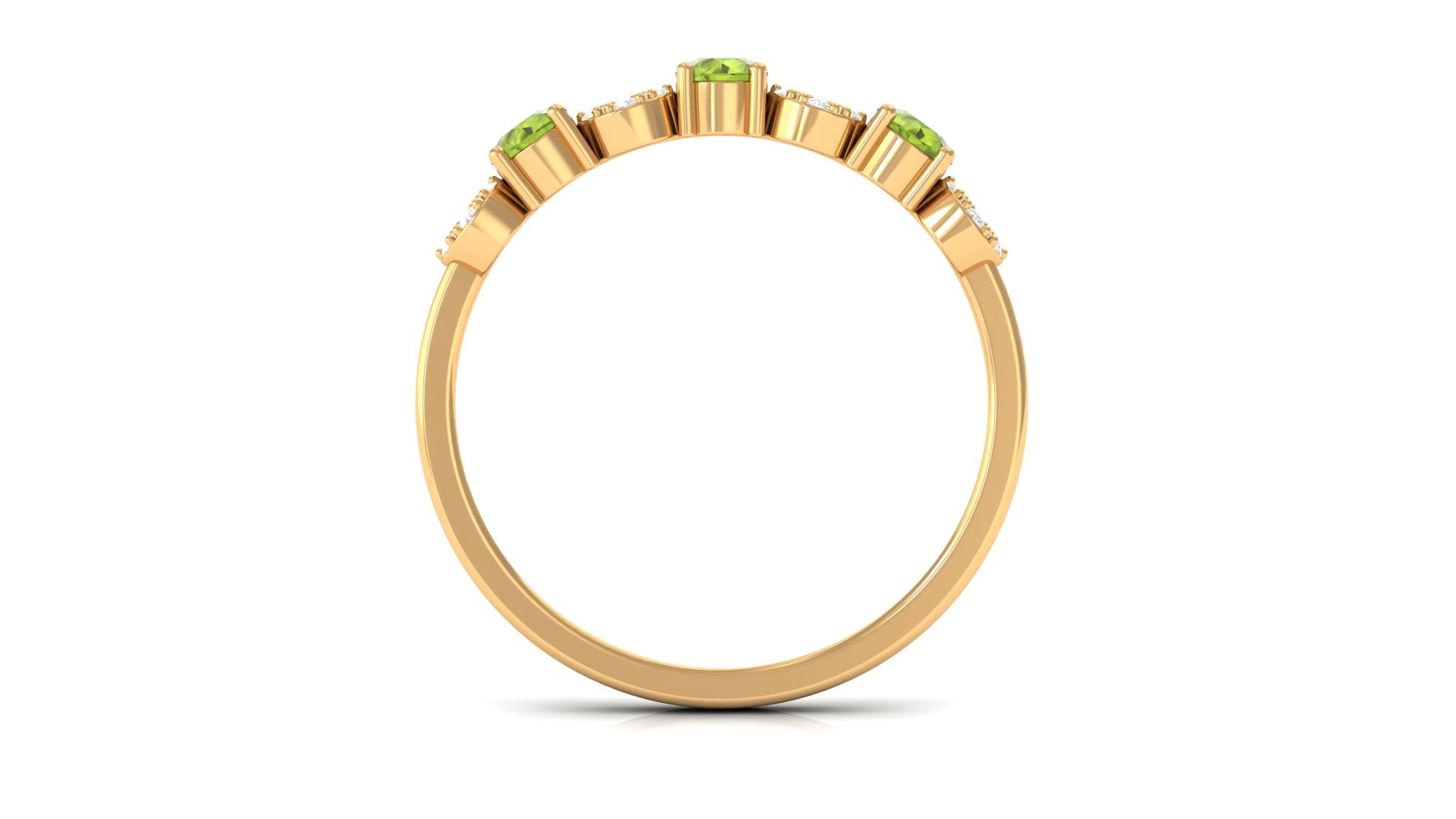 Peridot and Diamond Semi Eternity Ring Peridot - ( AAA ) - Quality - Rosec Jewels