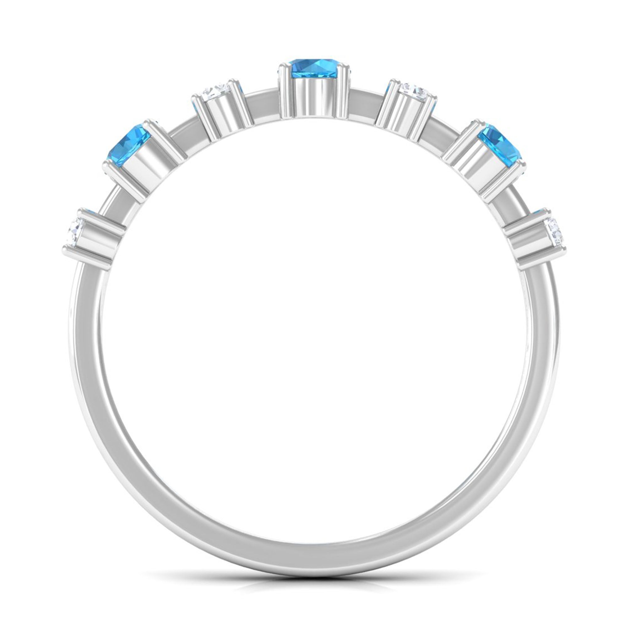 Swiss Blue Topaz and Diamond Half Eternity Ring Swiss Blue Topaz - ( AAA ) - Quality - Rosec Jewels
