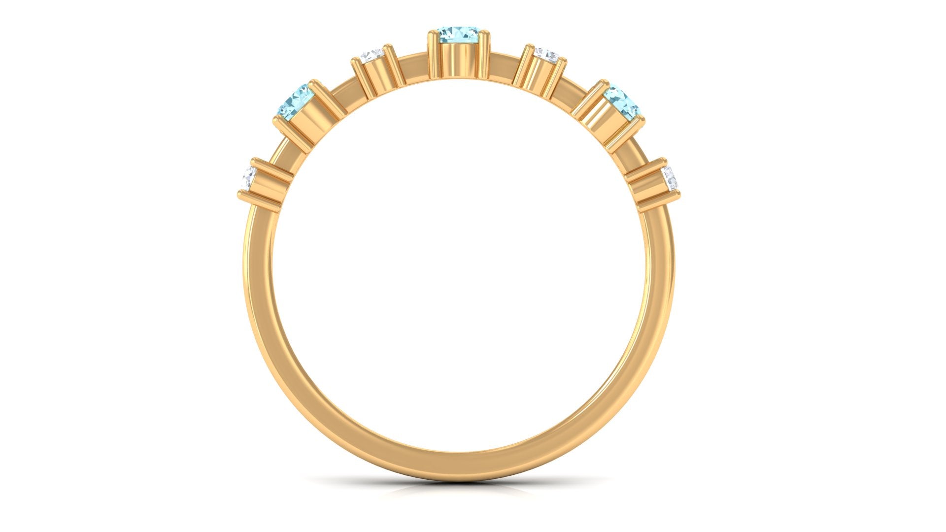 Natural Aquamarine and Diamond Half Eternity Ring Aquamarine - ( AAA ) - Quality - Rosec Jewels
