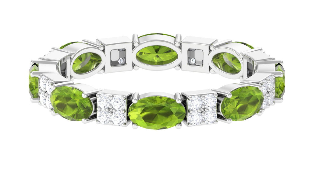 Oval Cut Peridot and Diamond Eternity Ring Peridot - ( AAA ) - Quality - Rosec Jewels