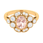 2 CT Oval Morganite Statement Engagement Ring with Diamond Halo Morganite - ( AAA ) - Quality - Rosec Jewels