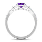 Statement Amethyst Engagement Ring with Moissanite Amethyst - ( AAA ) - Quality - Rosec Jewels