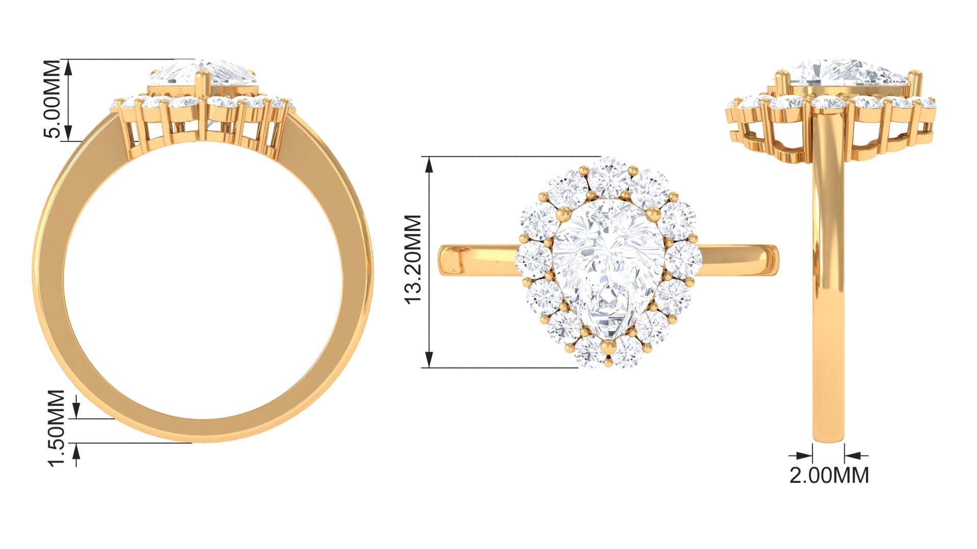 Zircon Teardrop Vintage Inspired Engagement Ring Zircon - ( AAAA ) - Quality - Rosec Jewels