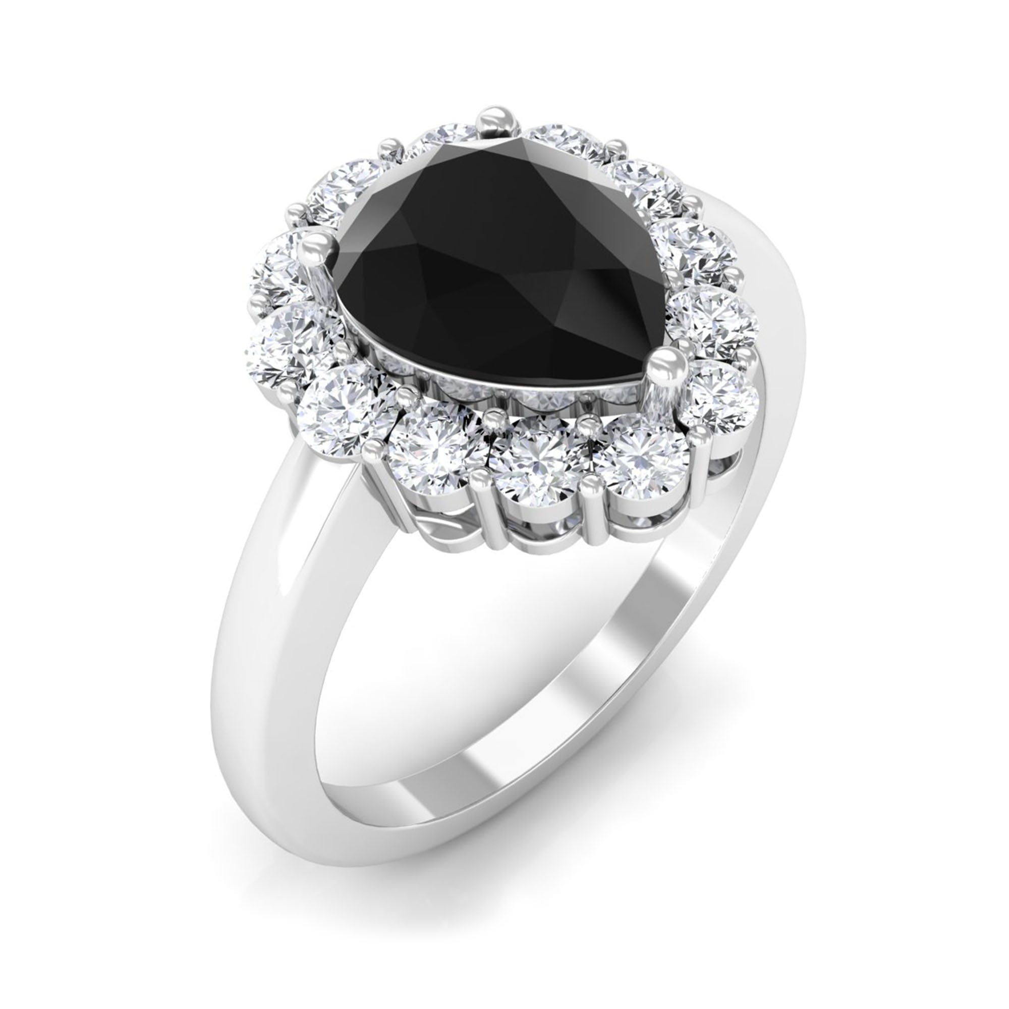 2.50 CT Black Spinel Teardrop Ring with Moissanite Black Spinel - ( AAA ) - Quality - Rosec Jewels