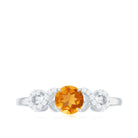 3/4 CT Citrine Solitaire Engagement Ring with Diamond Accent Citrine - ( AAA ) - Quality - Rosec Jewels