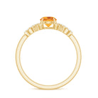 3/4 CT Citrine Solitaire Engagement Ring with Diamond Accent Citrine - ( AAA ) - Quality - Rosec Jewels