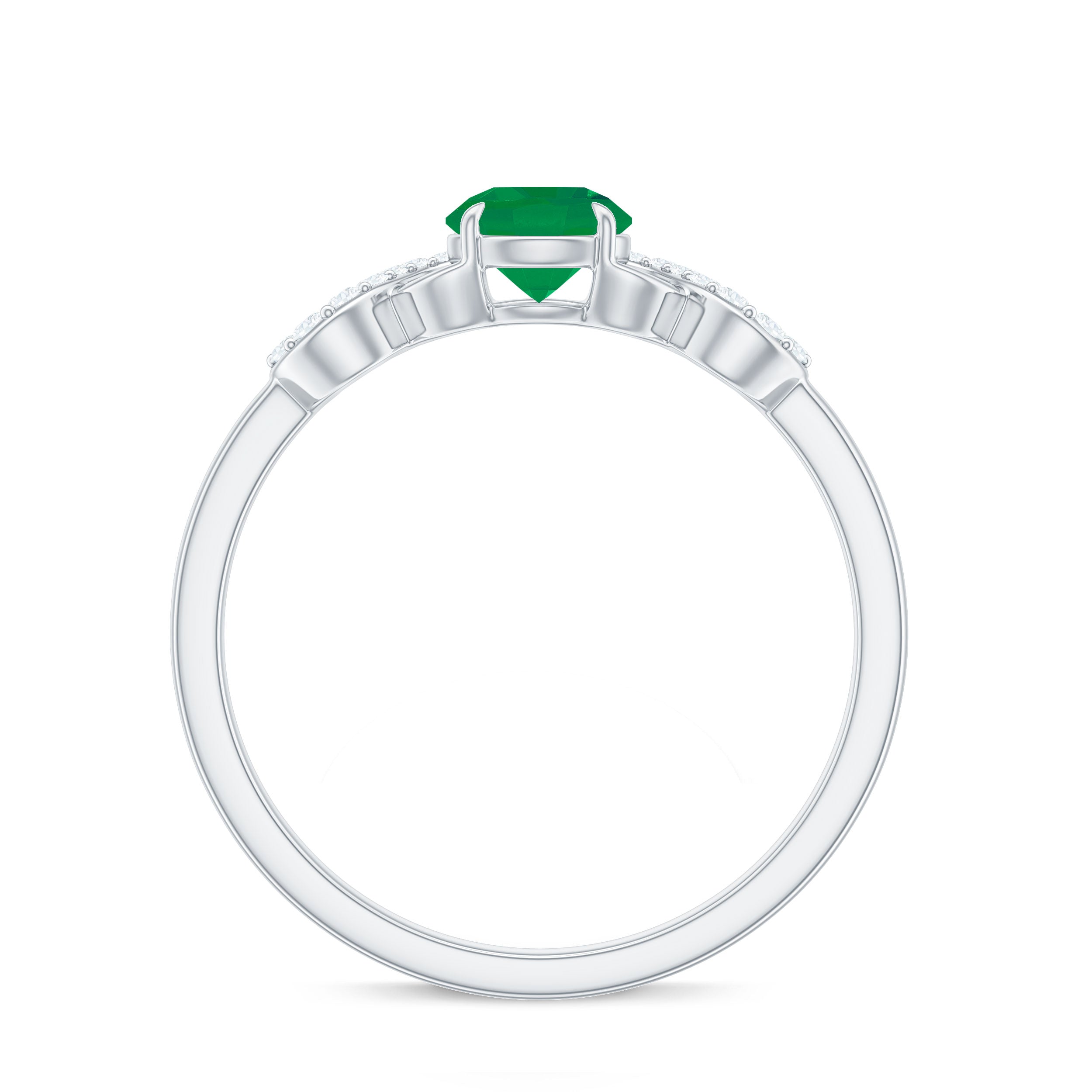3/4 CT Round Emerald Infinity Engagement Ring with Diamond Emerald - ( AAA ) - Quality - Rosec Jewels