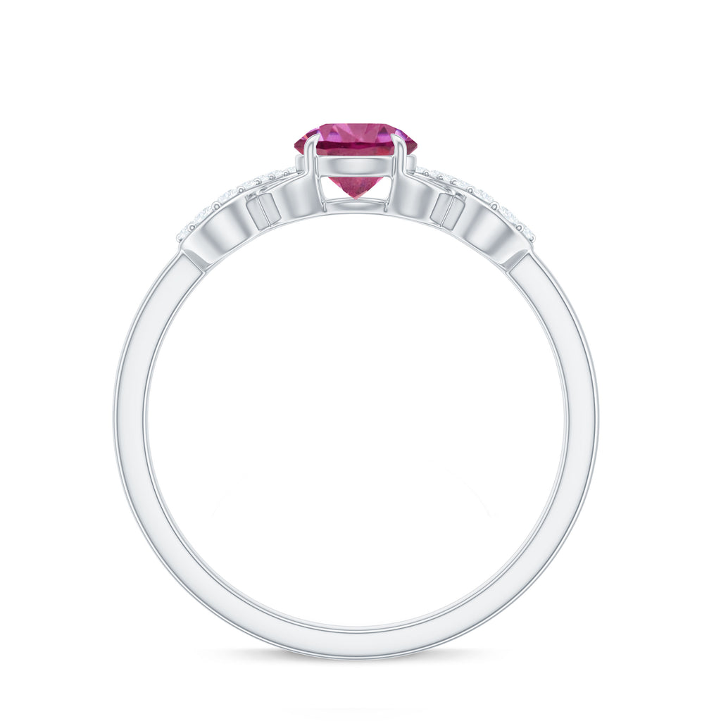 Solitaire Pink Tourmaline Infinity Promise Ring with Diamond Pink Tourmaline - ( AAA ) - Quality - Rosec Jewels