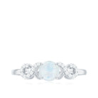 3/4 CT Natural Moonstone Solitaire Ring with Criss Cross Diamond Moonstone - ( AAA ) - Quality - Rosec Jewels