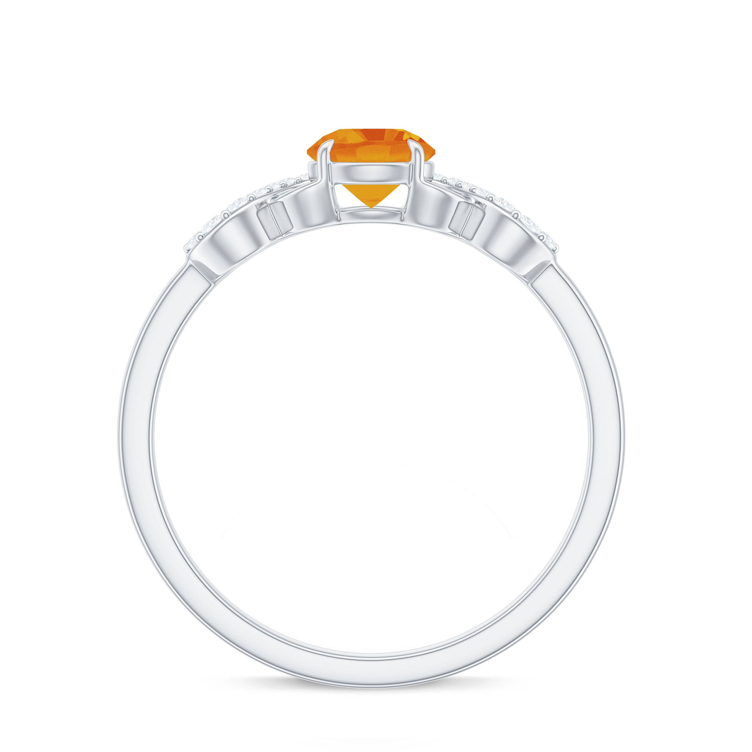 Round Shape Orange Sapphire Infinity Ring with Diamond Orange Sapphire - ( AAA ) - Quality - Rosec Jewels