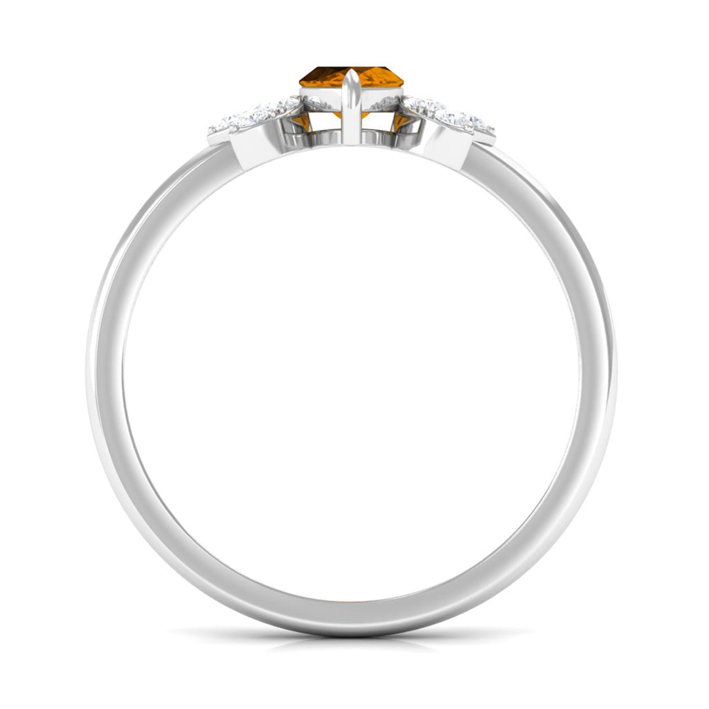 1 CT Marquise Cut Citrine Promise Ring with Diamond Stones Citrine - ( AAA ) - Quality - Rosec Jewels