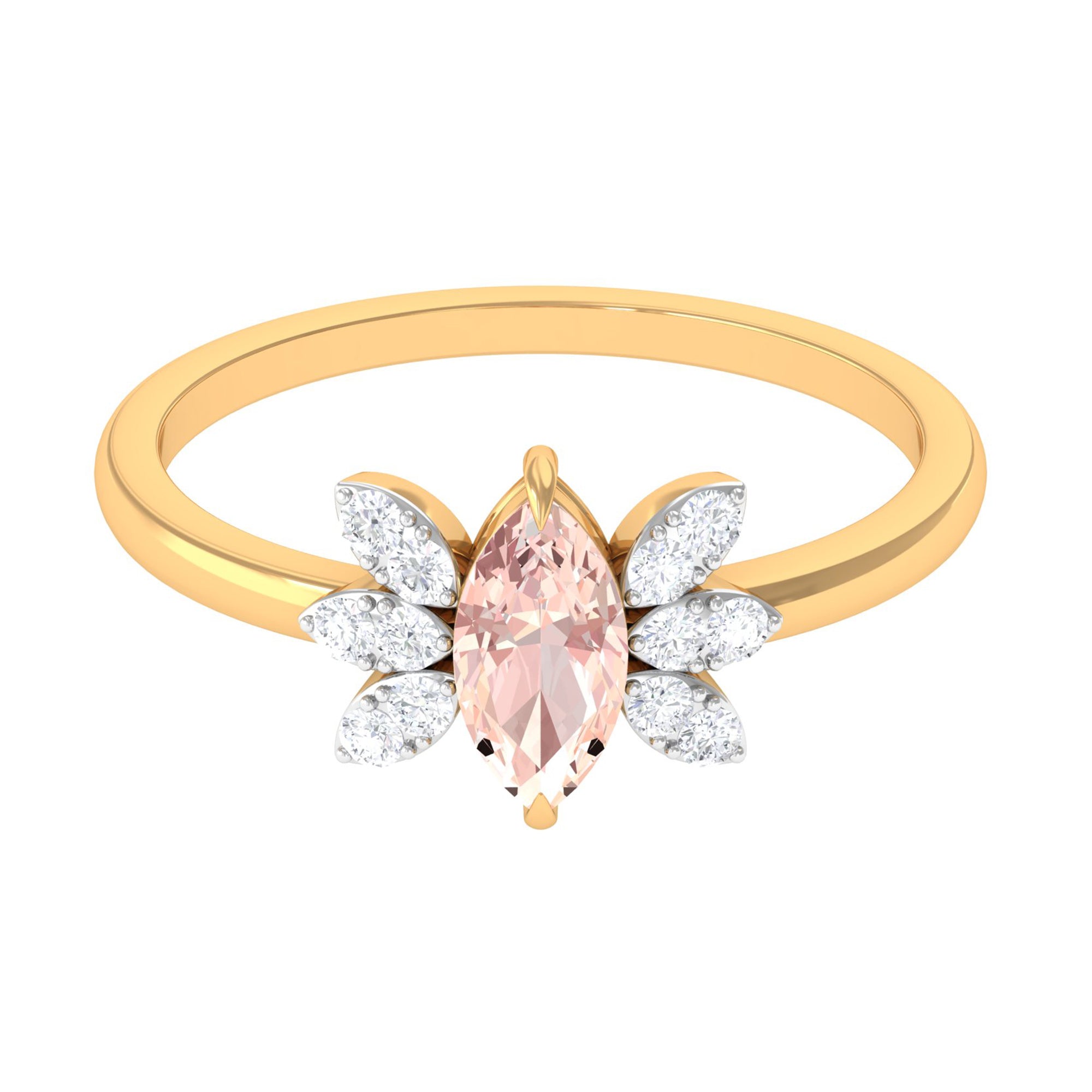 1 Ct Marquise Morganite and Diamond Engagement Ring Morganite - ( AAA ) - Quality - Rosec Jewels