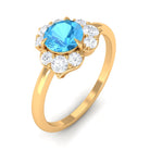 1 CT Swiss Blue Topaz Engagement Ring with Diamond Accent Swiss Blue Topaz - ( AAA ) - Quality - Rosec Jewels