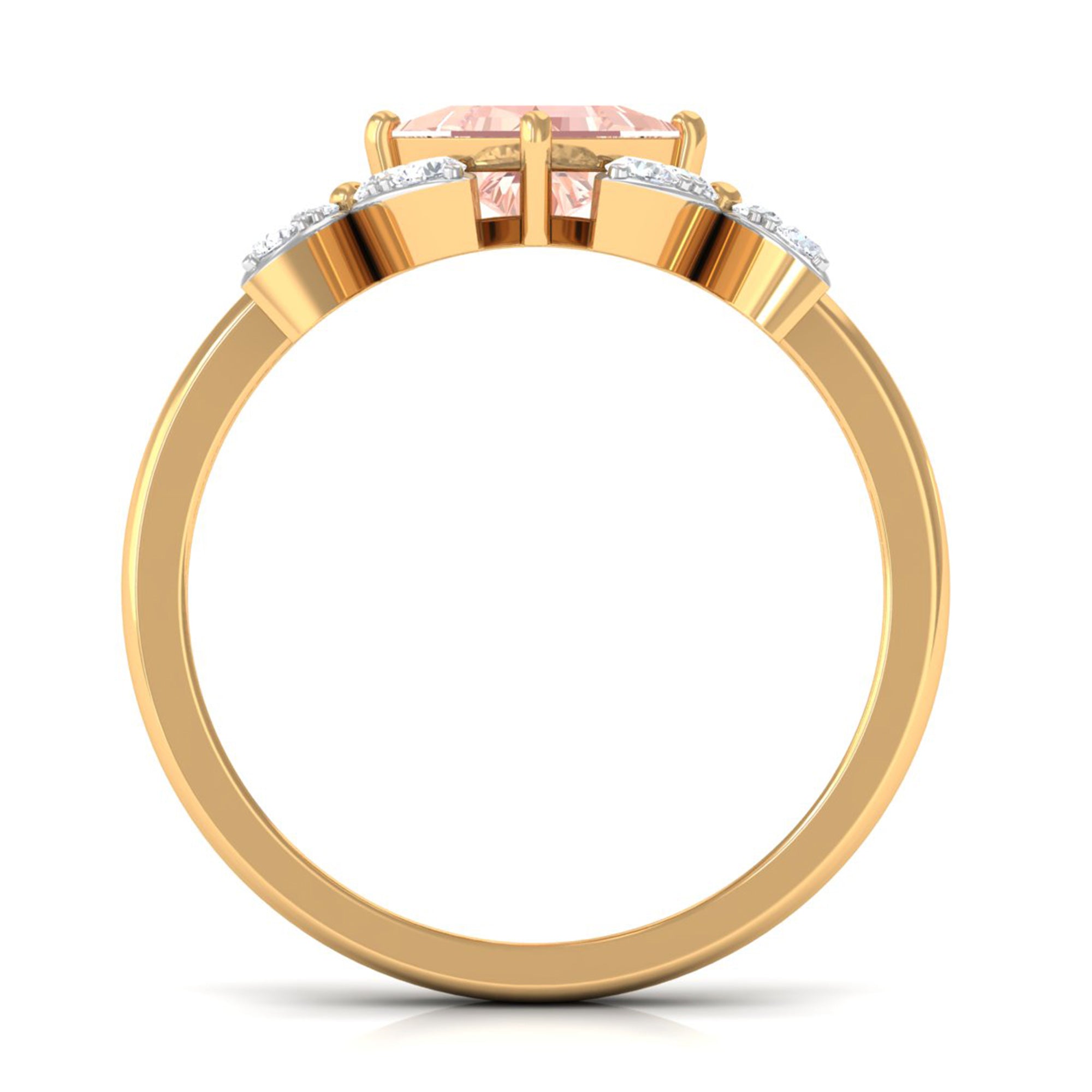 1.25 CT Princess Cut Morganite Floral Engagement Ring with Diamond Morganite - ( AAA ) - Quality - Rosec Jewels