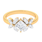 Zircon Floral Inspired Engagement Ring Zircon - ( AAAA ) - Quality - Rosec Jewels