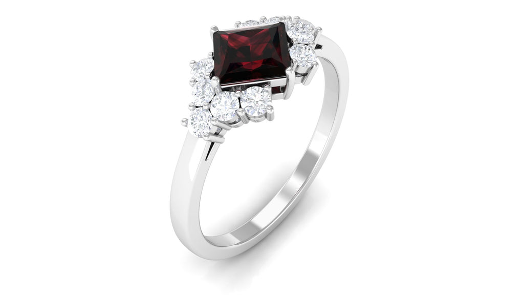 1.50 Ct Designer Garnet and Diamond Engagement Ring Garnet - ( AAA ) - Quality - Rosec Jewels